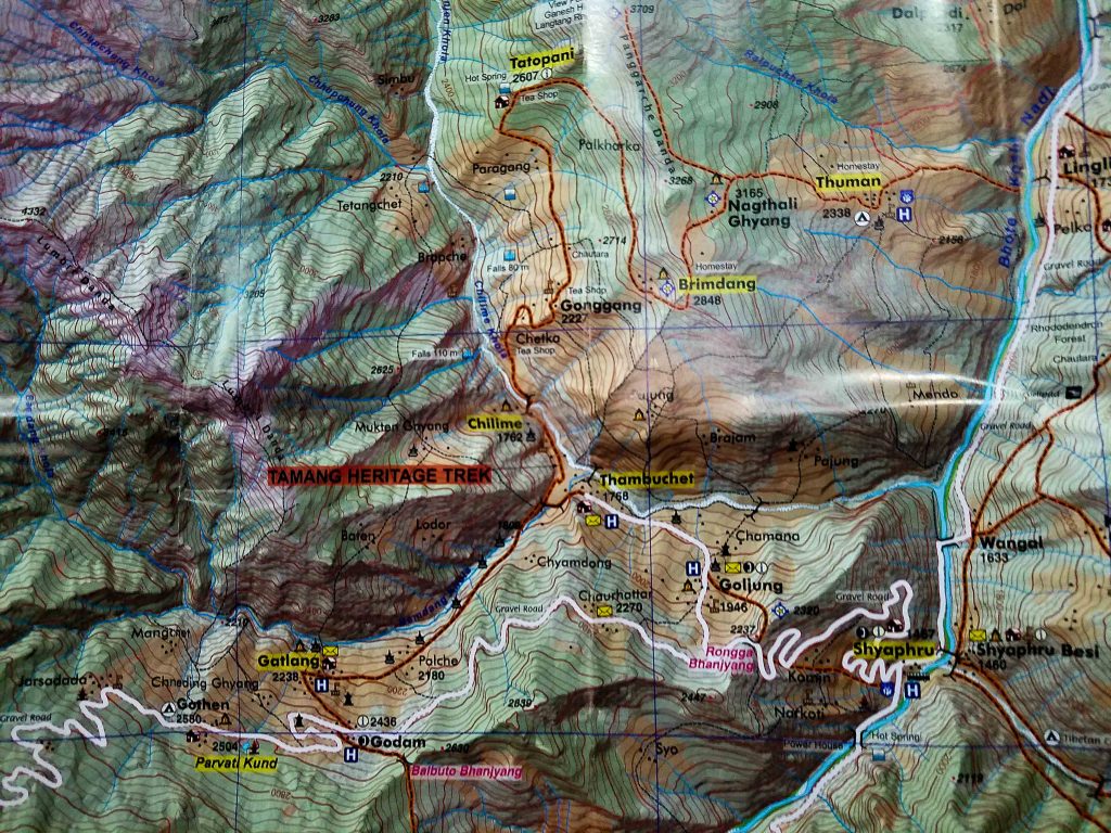 Trekking Map of the Tamang Heritage Trail