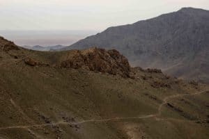 Trail climbing out of Sentyab Village to Sentyab Ridge