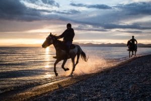 Sunset at Son Kol Lake