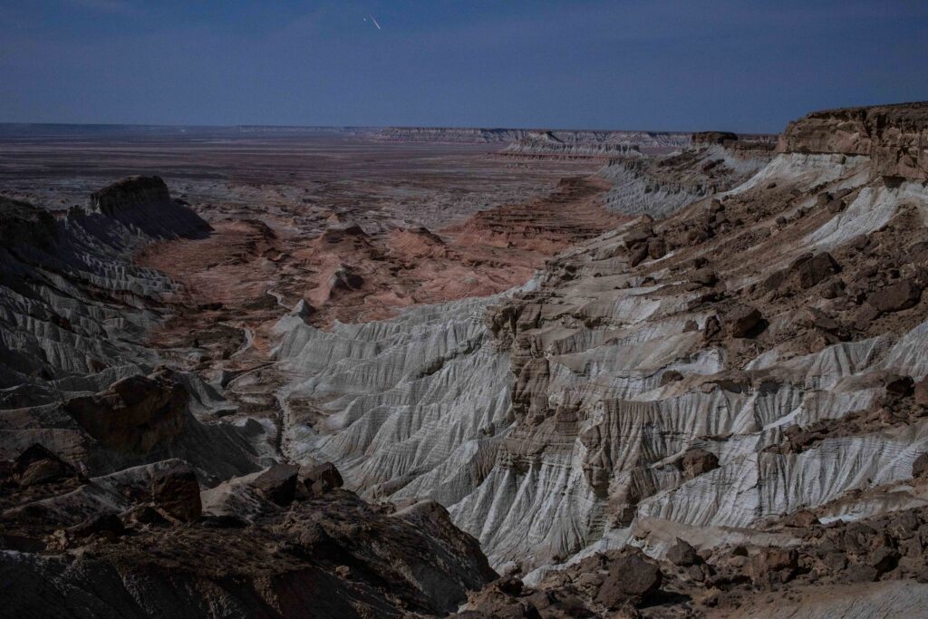 Night sky over Yangykala Canyon